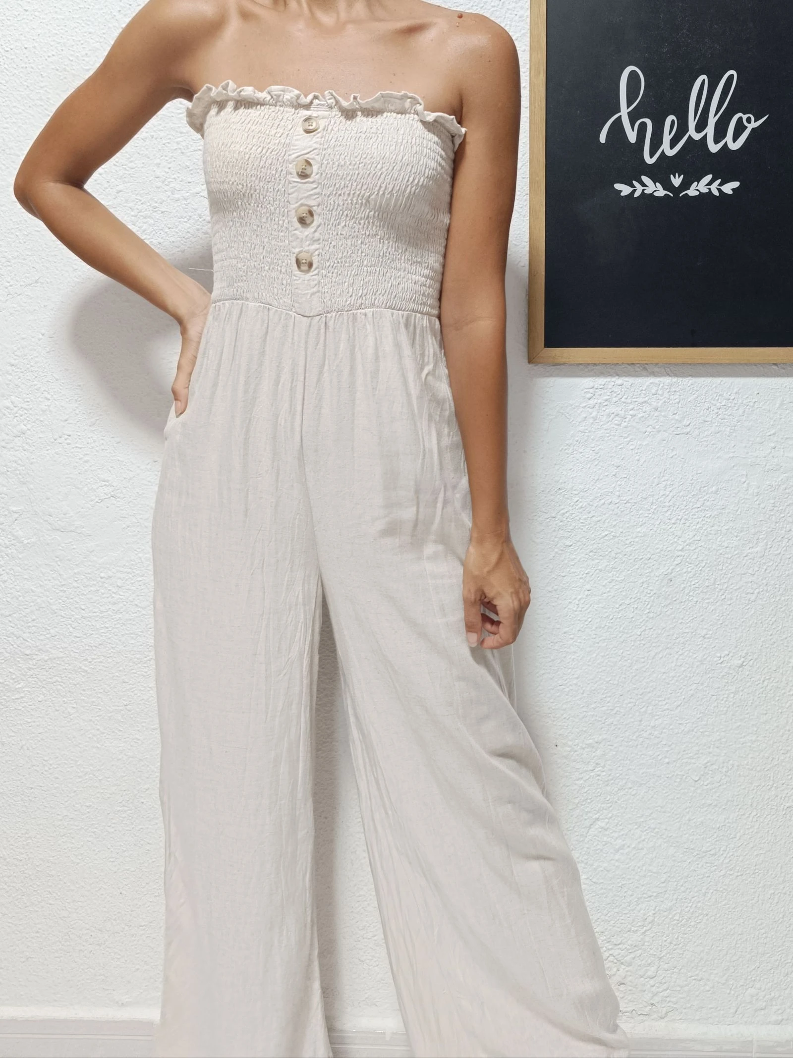 Linnen en viscose jumpsuit Stradivarius dames – photo 5